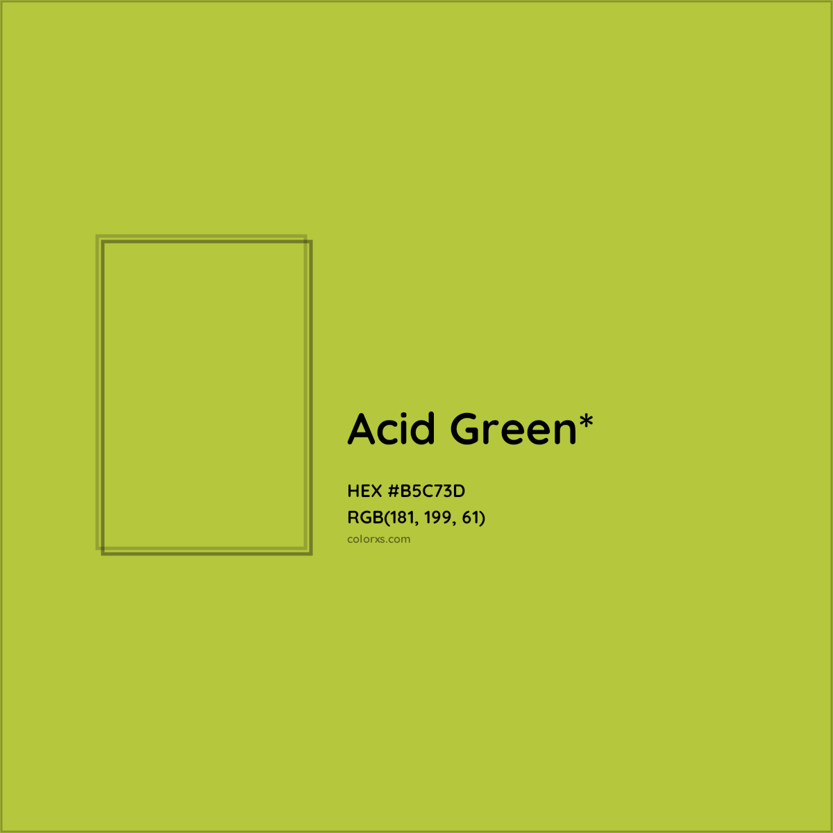 #B5C73D hex color. RGB, RYB, CMYK, HSL, HSV codes and color conversions. Matching color names, palettes, paints.