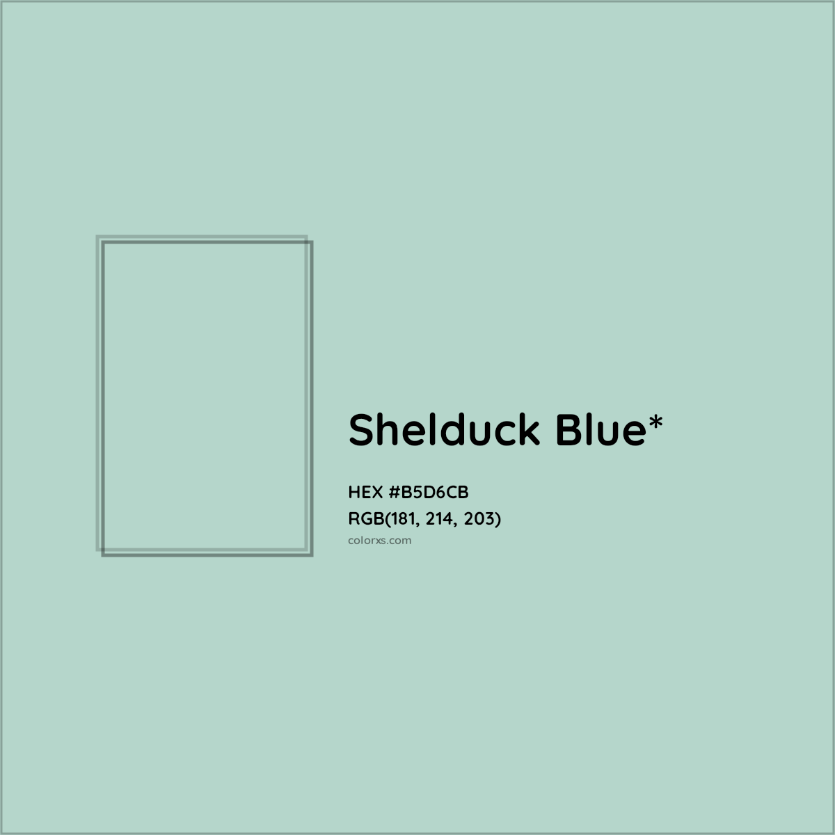 #B5D6CB hex color. RGB, RYB, CMYK, HSL, HSV codes and color conversions. Matching color names, palettes, paints.