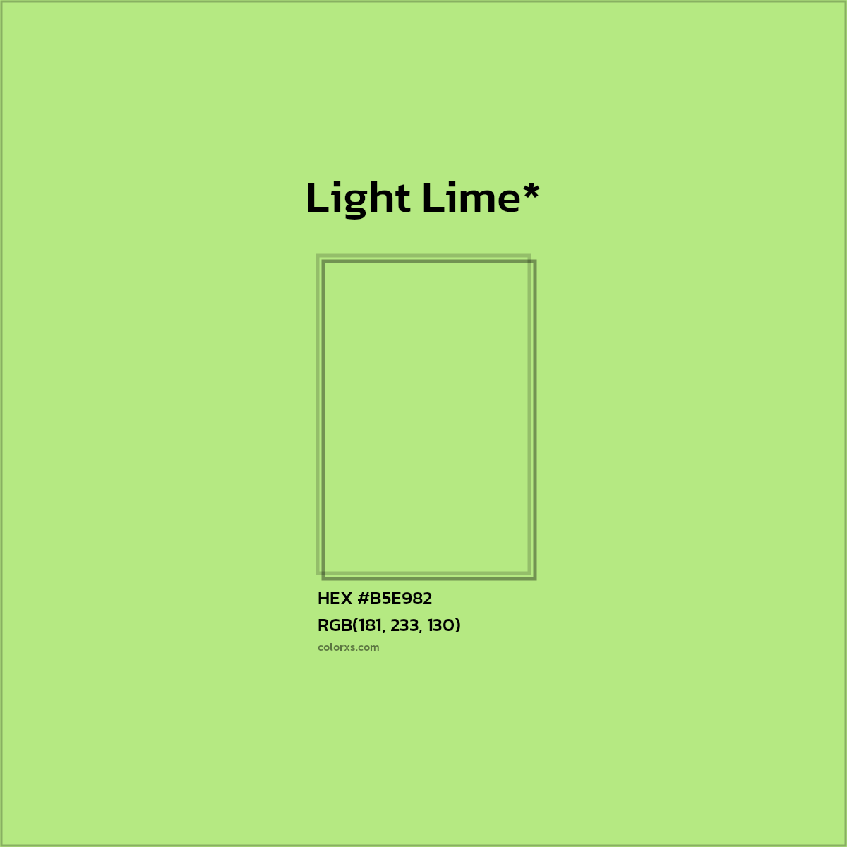 #B5E982 hex color. RGB, RYB, CMYK, HSL, HSV codes and color conversions. Matching color names, palettes, paints.