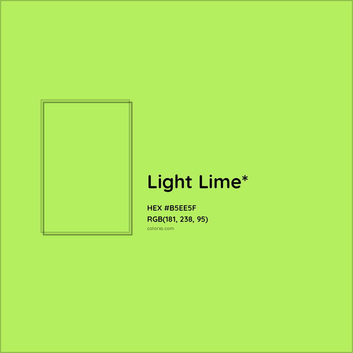 #B5EE5F hex color. RGB, RYB, CMYK, HSL, HSV codes and color conversions. Matching color names, palettes, paints.