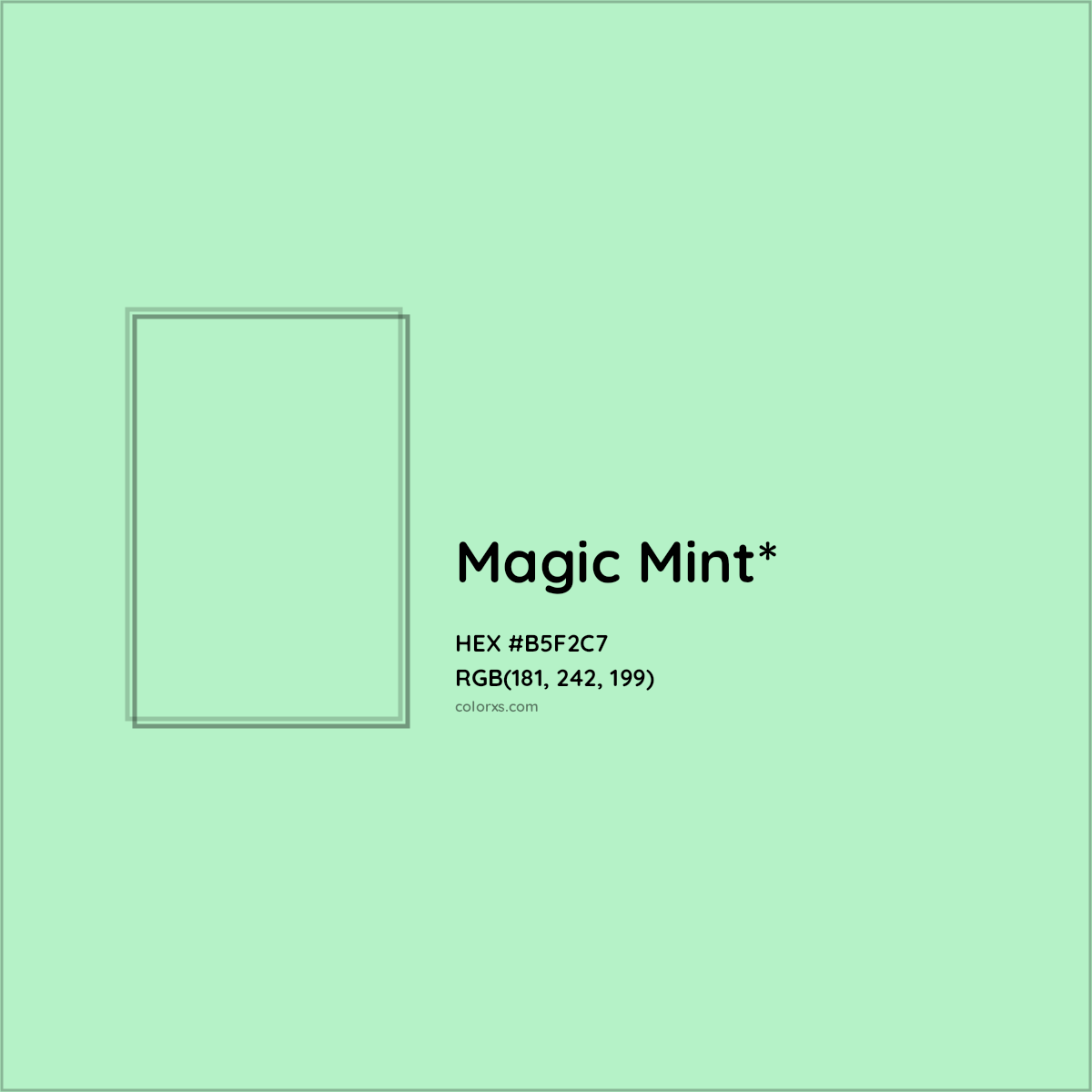 #B5F2C7 hex color. RGB, RYB, CMYK, HSL, HSV codes and color conversions. Matching color names, palettes, paints.