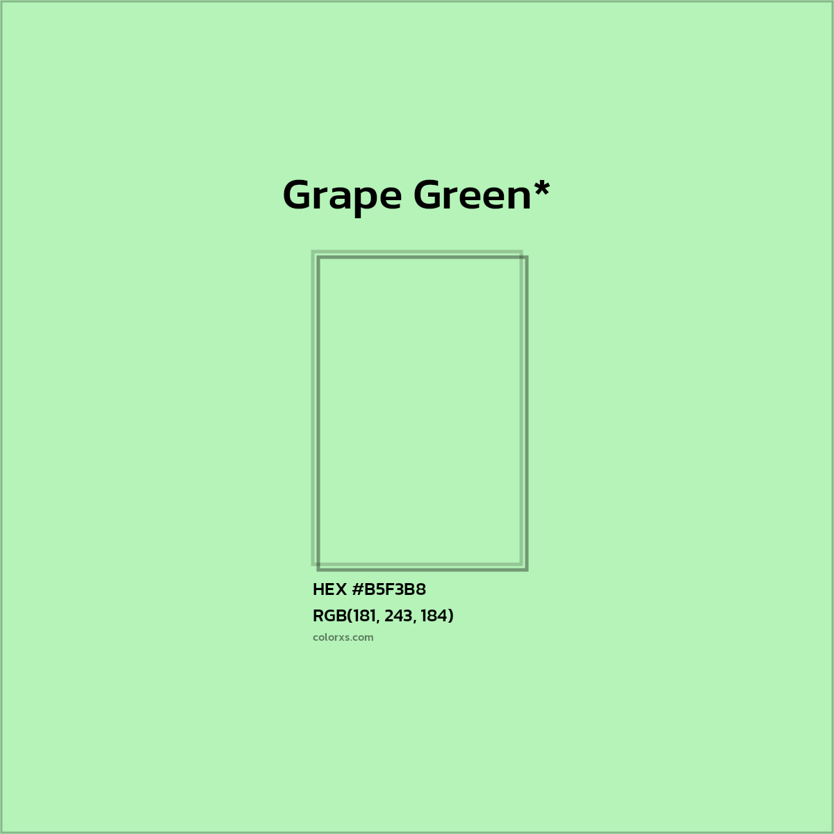 #B5F3B8 hex color. RGB, RYB, CMYK, HSL, HSV codes and color conversions. Matching color names, palettes, paints.