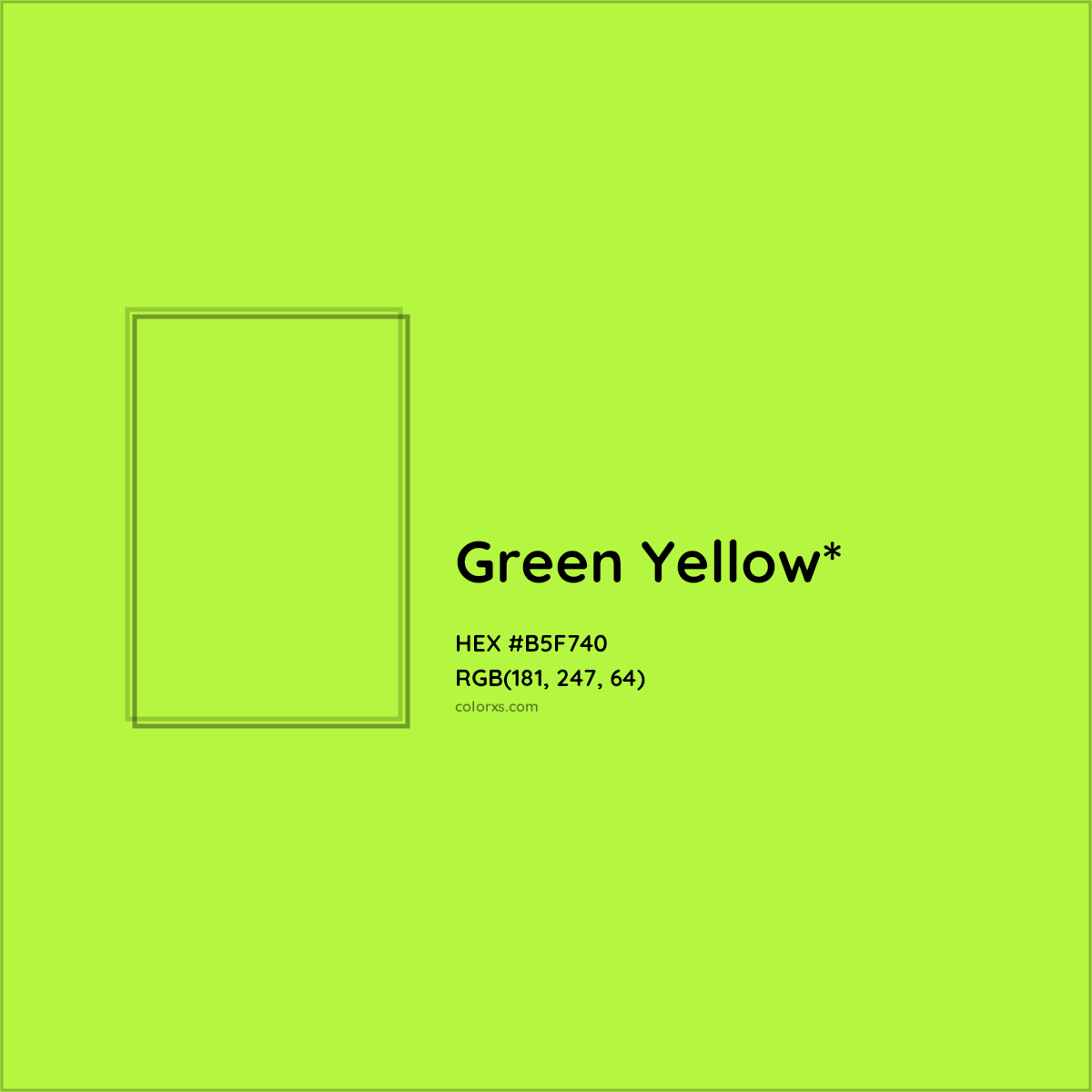 #B5F740 hex color. RGB, RYB, CMYK, HSL, HSV codes and color conversions. Matching color names, palettes, paints.