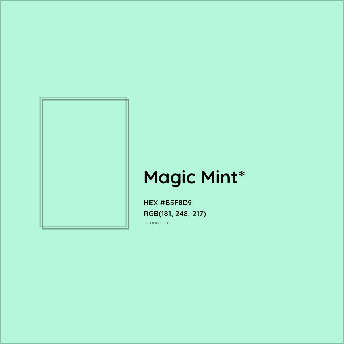 #B5F8D9 hex color. RGB, RYB, CMYK, HSL, HSV codes and color conversions. Matching color names, palettes, paints.
