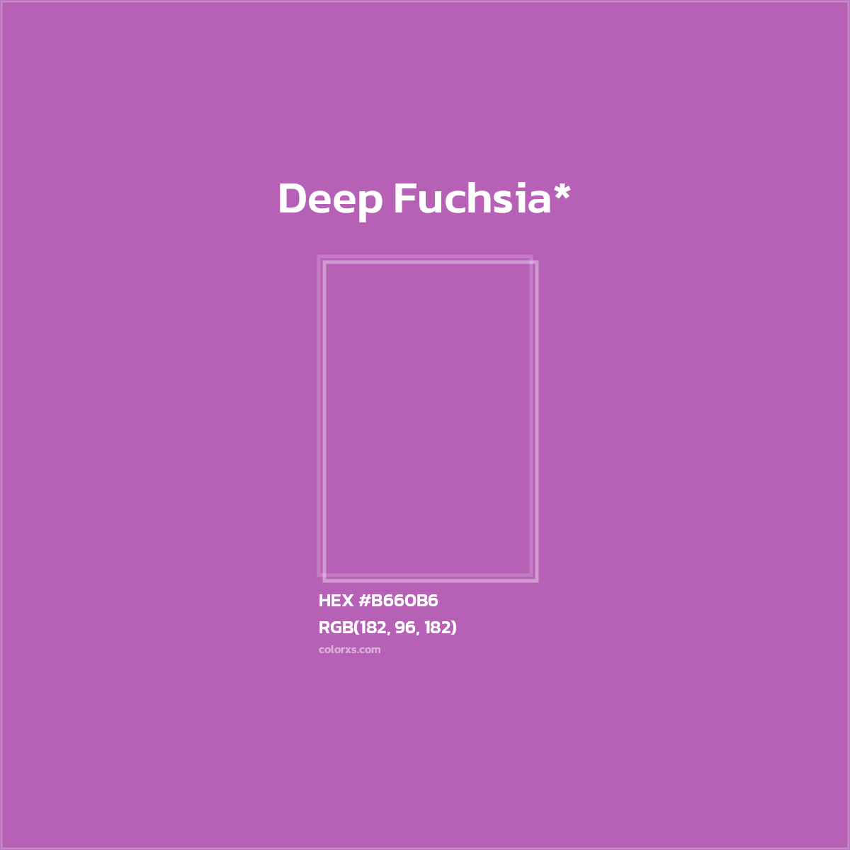 #B660B6 hex color. RGB, RYB, CMYK, HSL, HSV codes and color conversions. Matching color names, palettes, paints.