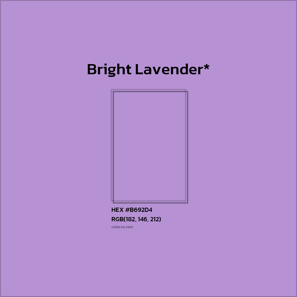 #B692D4 hex color. RGB, RYB, CMYK, HSL, HSV codes and color conversions. Matching color names, palettes, paints.