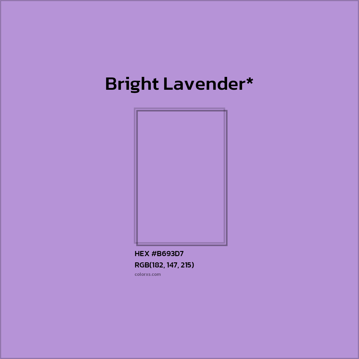#B693D7 hex color. RGB, RYB, CMYK, HSL, HSV codes and color conversions. Matching color names, palettes, paints.
