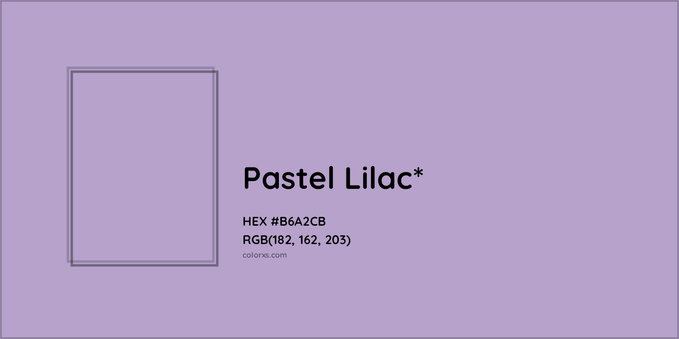 #B6A2CB hex color. RGB, RYB, CMYK, HSL, HSV codes and color conversions. Matching color names, palettes, paints.