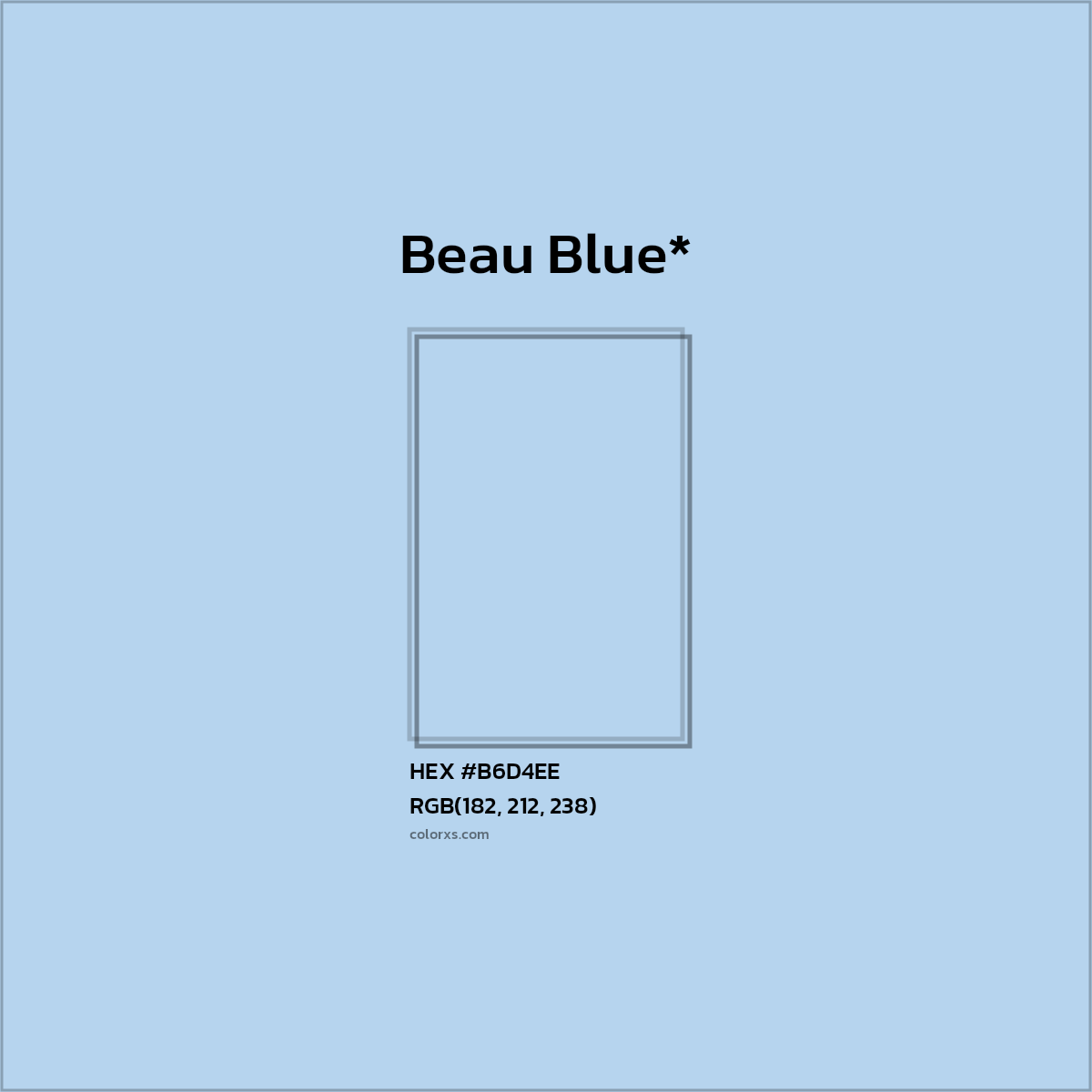 #B6D4EE hex color. RGB, RYB, CMYK, HSL, HSV codes and color conversions. Matching color names, palettes, paints.