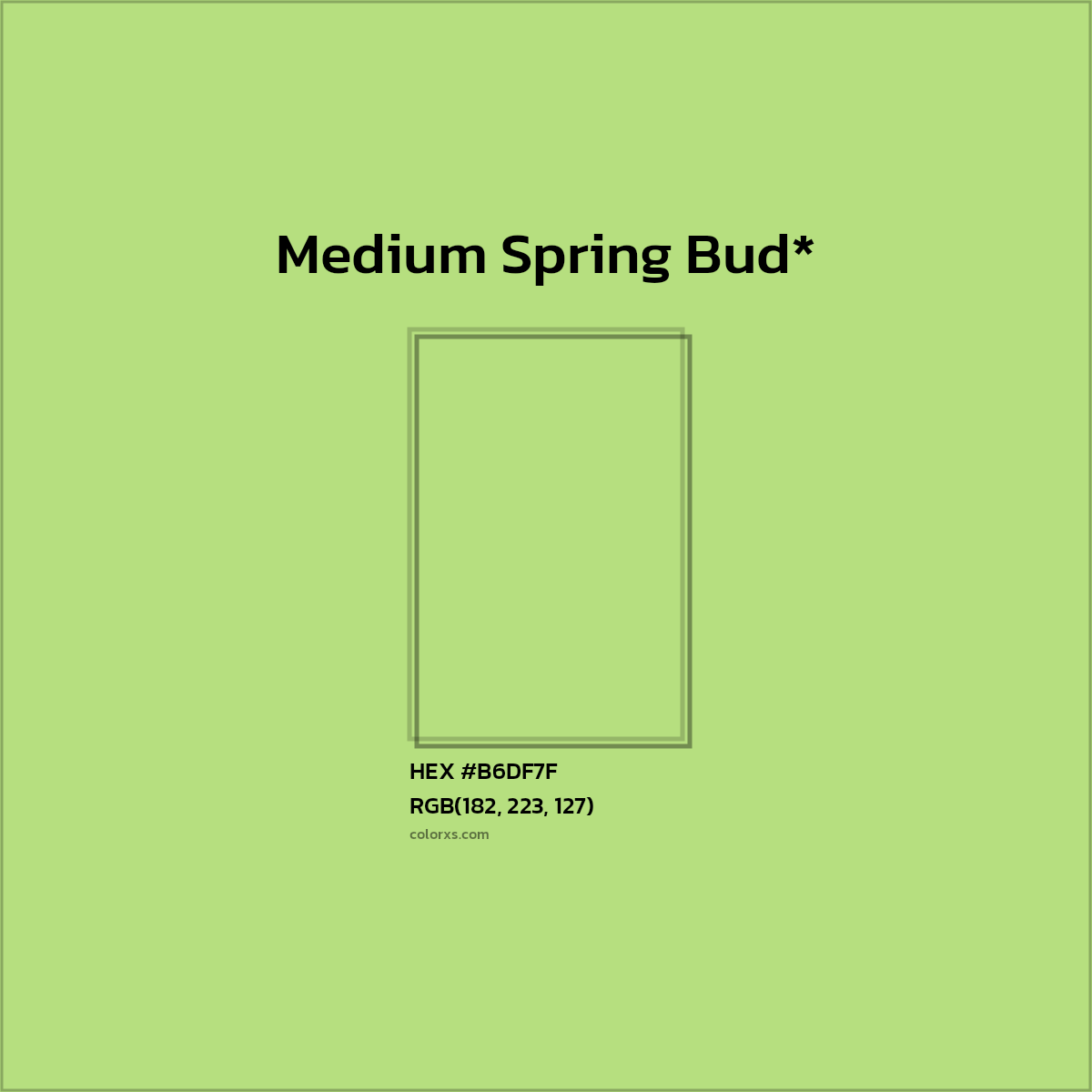 #B6DF7F hex color. RGB, RYB, CMYK, HSL, HSV codes and color conversions. Matching color names, palettes, paints.