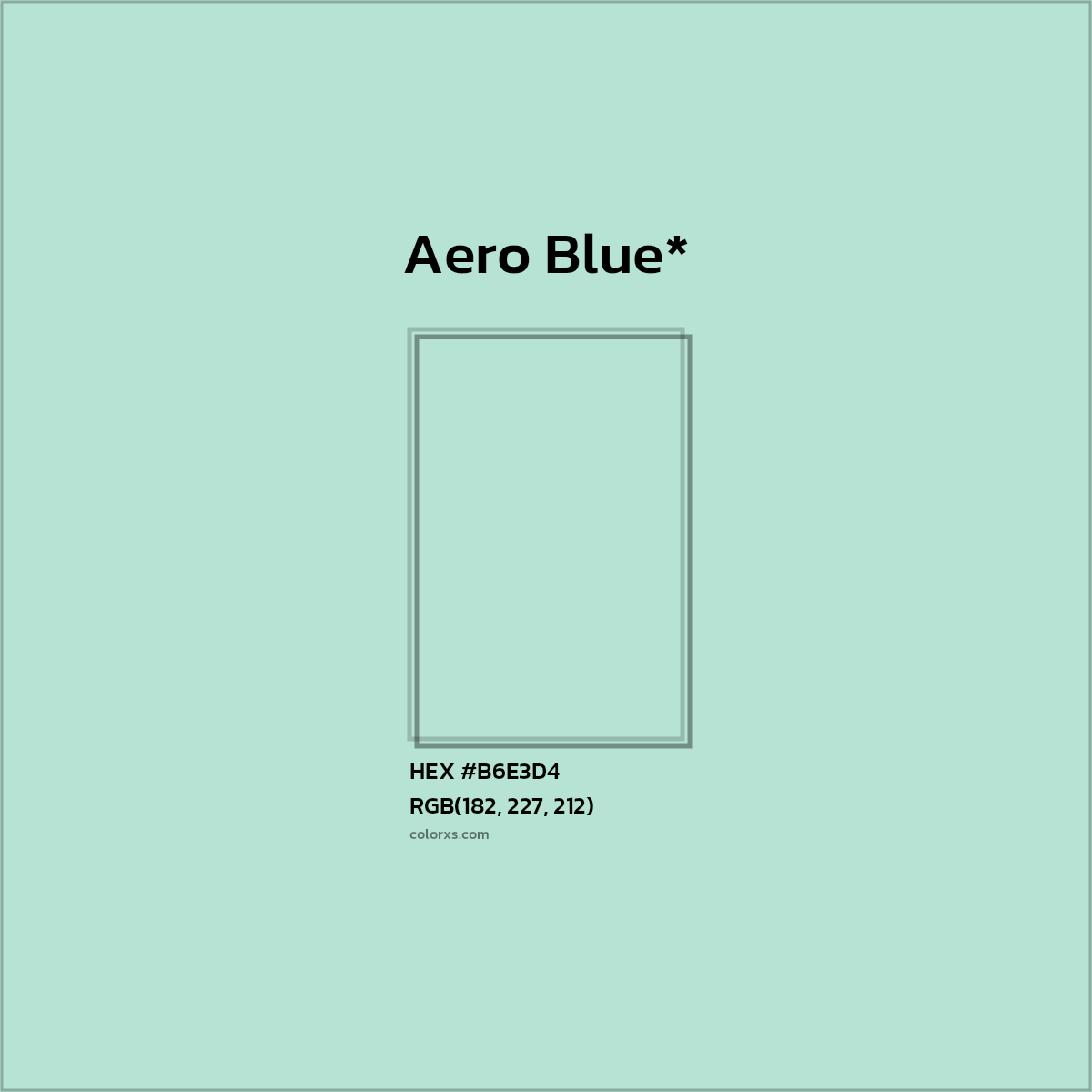 #B6E3D4 hex color. RGB, RYB, CMYK, HSL, HSV codes and color conversions. Matching color names, palettes, paints.
