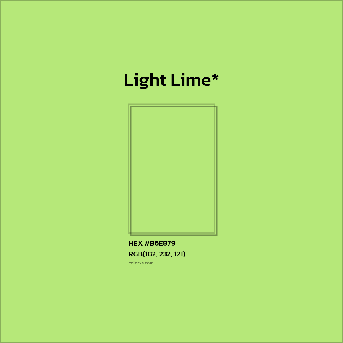 #B6E879 hex color. RGB, RYB, CMYK, HSL, HSV codes and color conversions. Matching color names, palettes, paints.