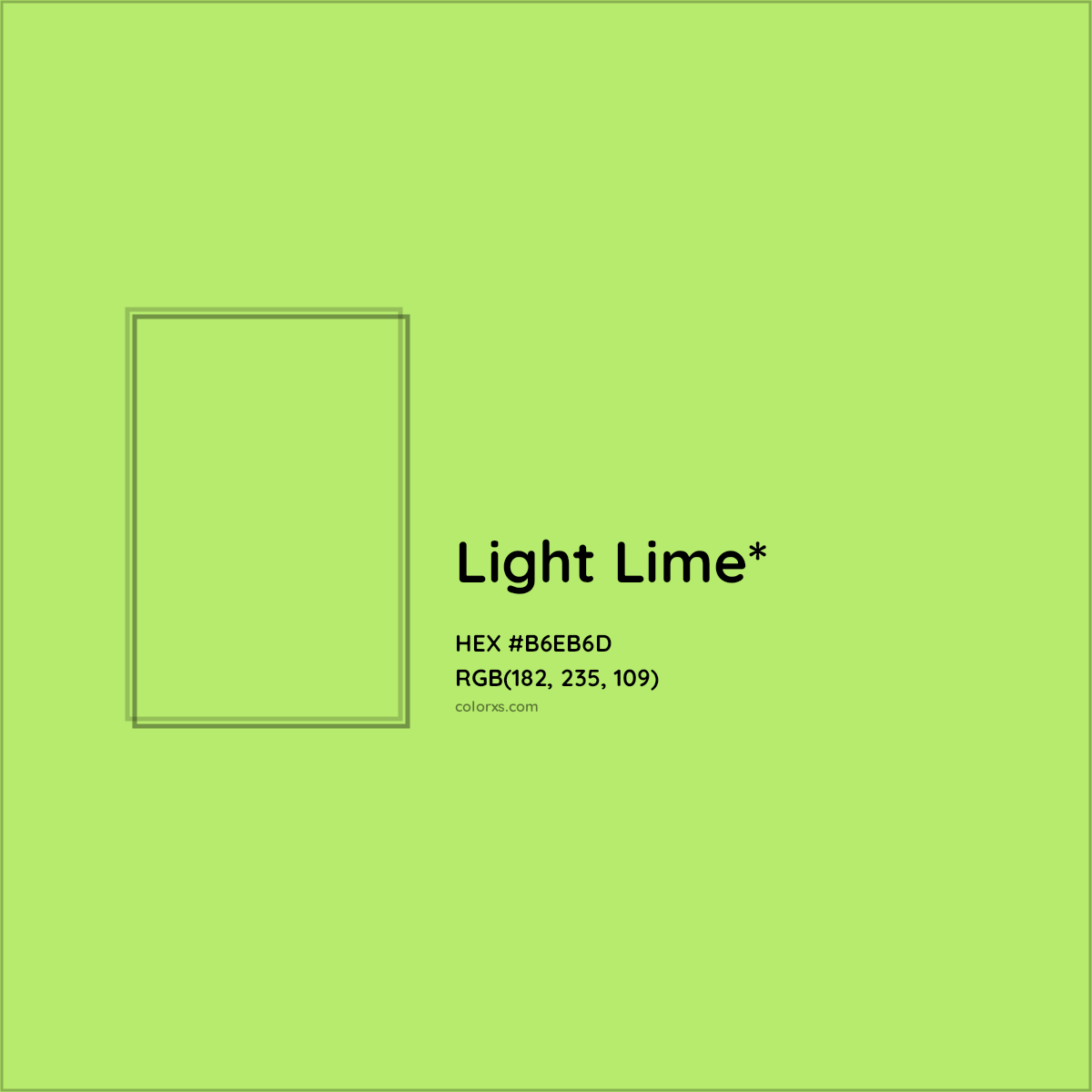 #B6EB6D hex color. RGB, RYB, CMYK, HSL, HSV codes and color conversions. Matching color names, palettes, paints.