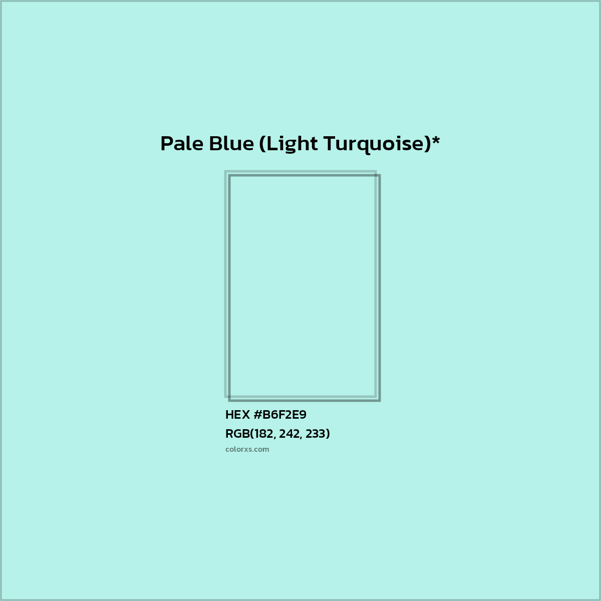 #B6F2E9 hex color. RGB, RYB, CMYK, HSL, HSV codes and color conversions. Matching color names, palettes, paints.