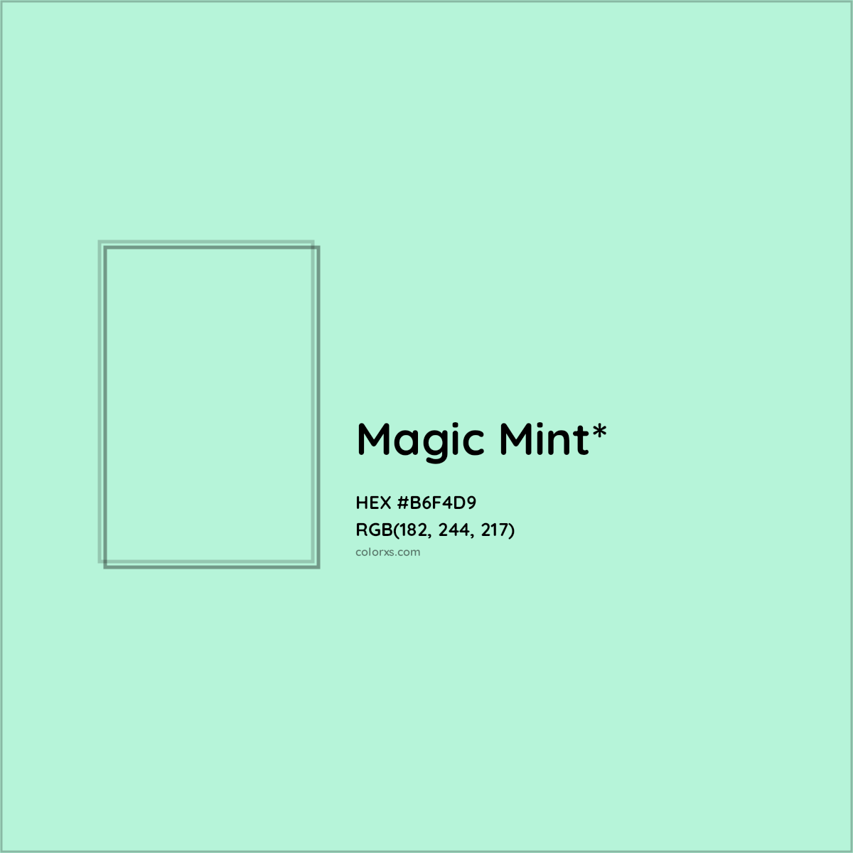 #B6F4D9 hex color. RGB, RYB, CMYK, HSL, HSV codes and color conversions. Matching color names, palettes, paints.