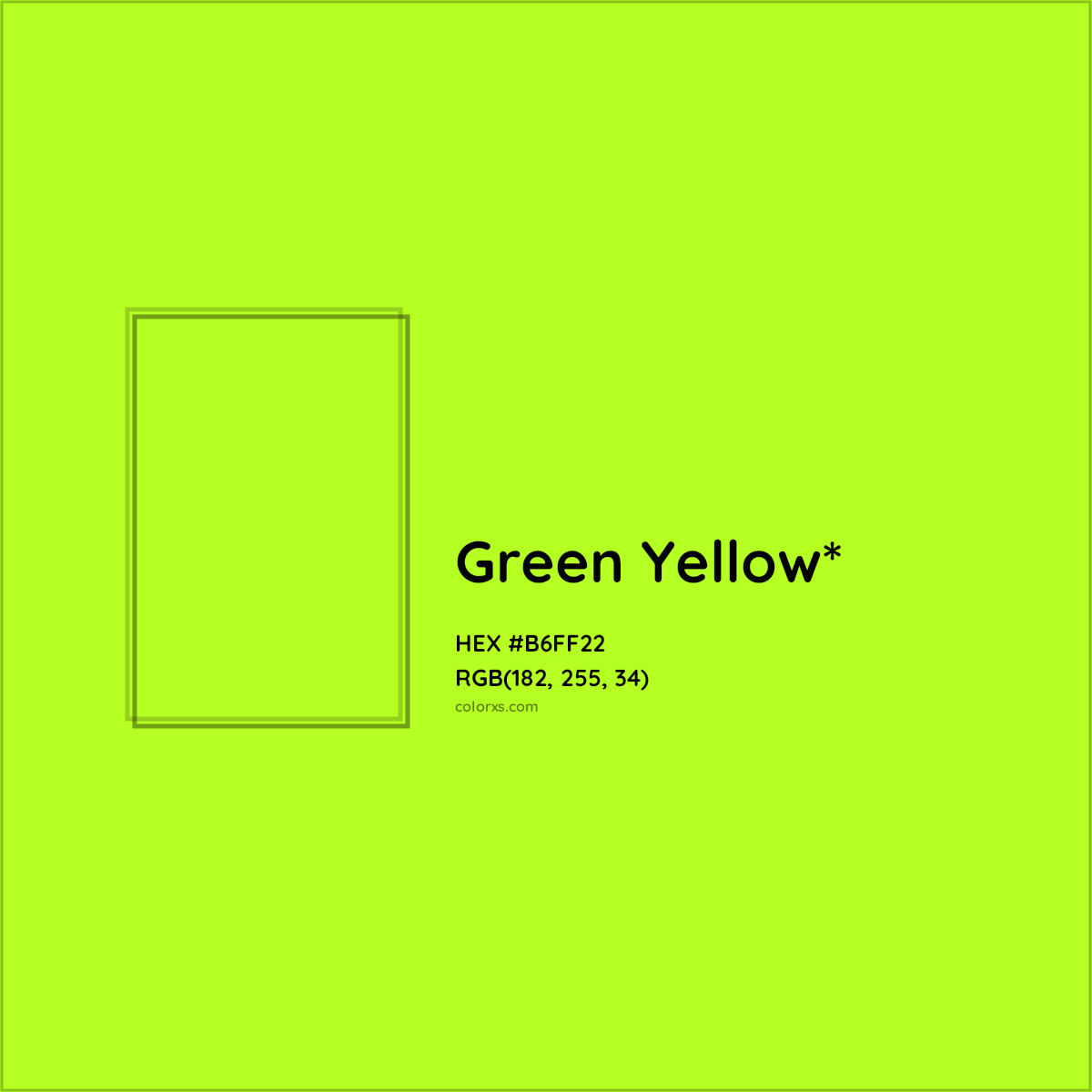 #B6FF22 hex color. RGB, RYB, CMYK, HSL, HSV codes and color conversions. Matching color names, palettes, paints.