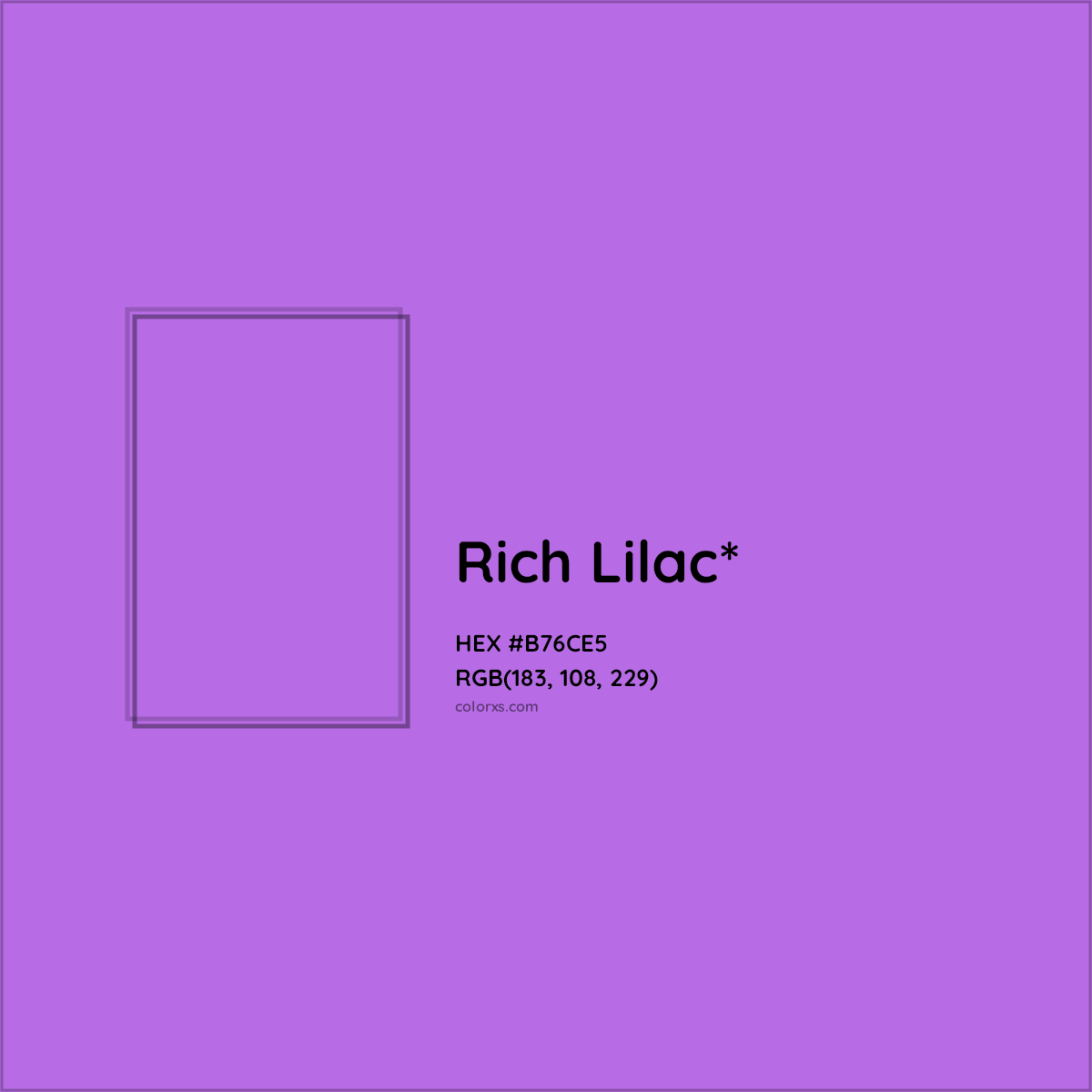 #B76CE5 hex color. RGB, RYB, CMYK, HSL, HSV codes and color conversions. Matching color names, palettes, paints.