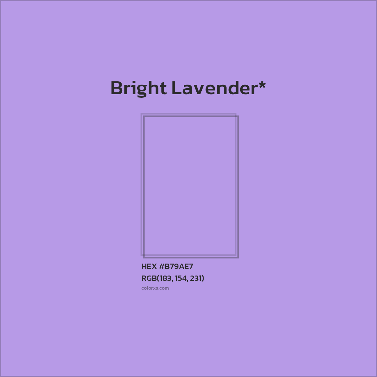 #B79AE7 hex color. RGB, RYB, CMYK, HSL, HSV codes and color conversions. Matching color names, palettes, paints.