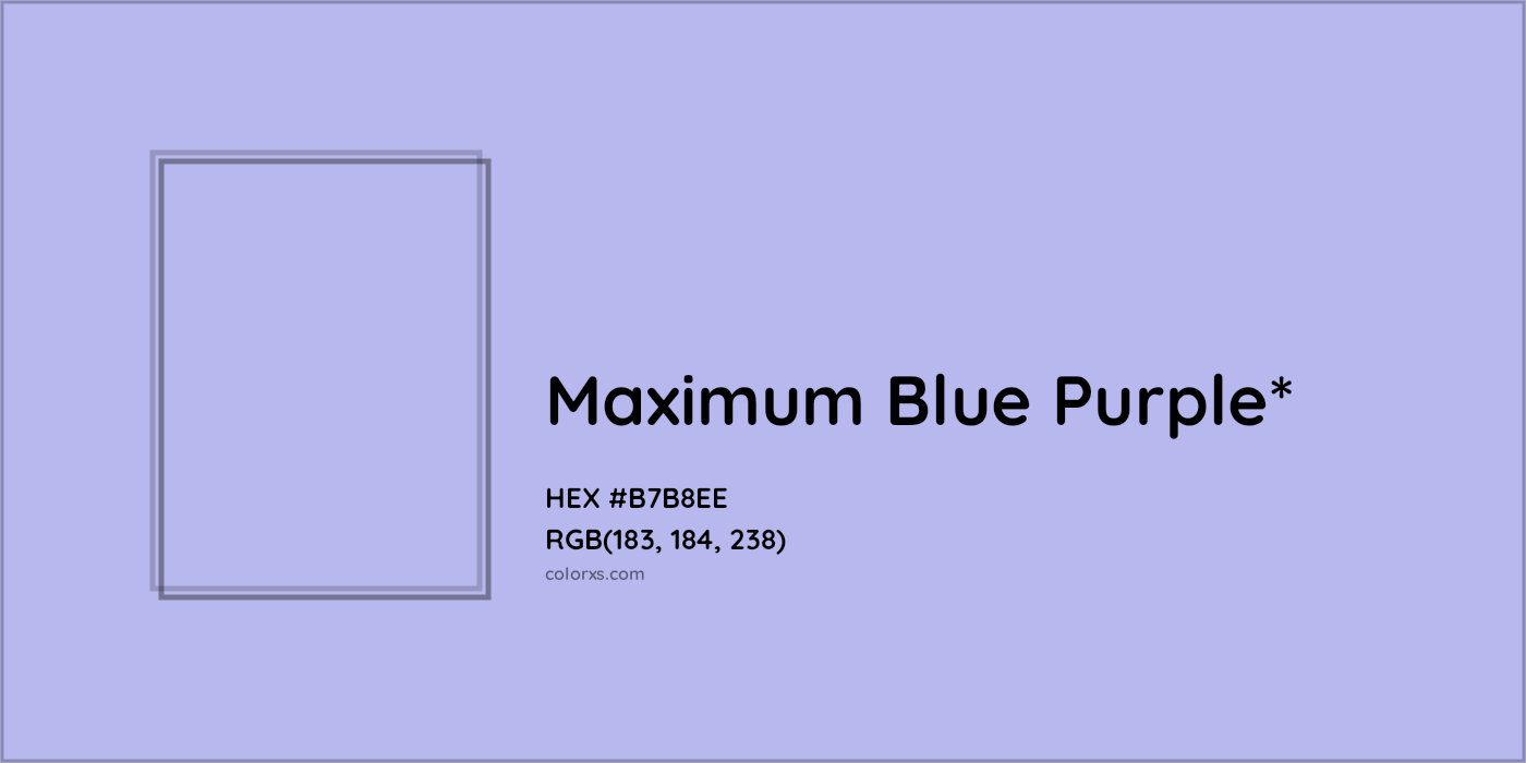 #B7B8EE hex color. RGB, RYB, CMYK, HSL, HSV codes and color conversions. Matching color names, palettes, paints.