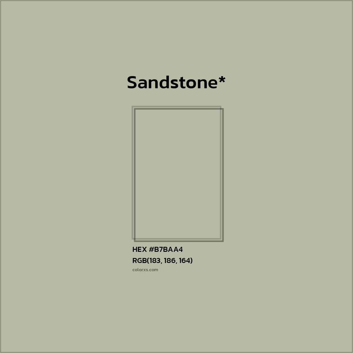 #B7BAA4 hex color. RGB, RYB, CMYK, HSL, HSV codes and color conversions. Matching color names, palettes, paints.