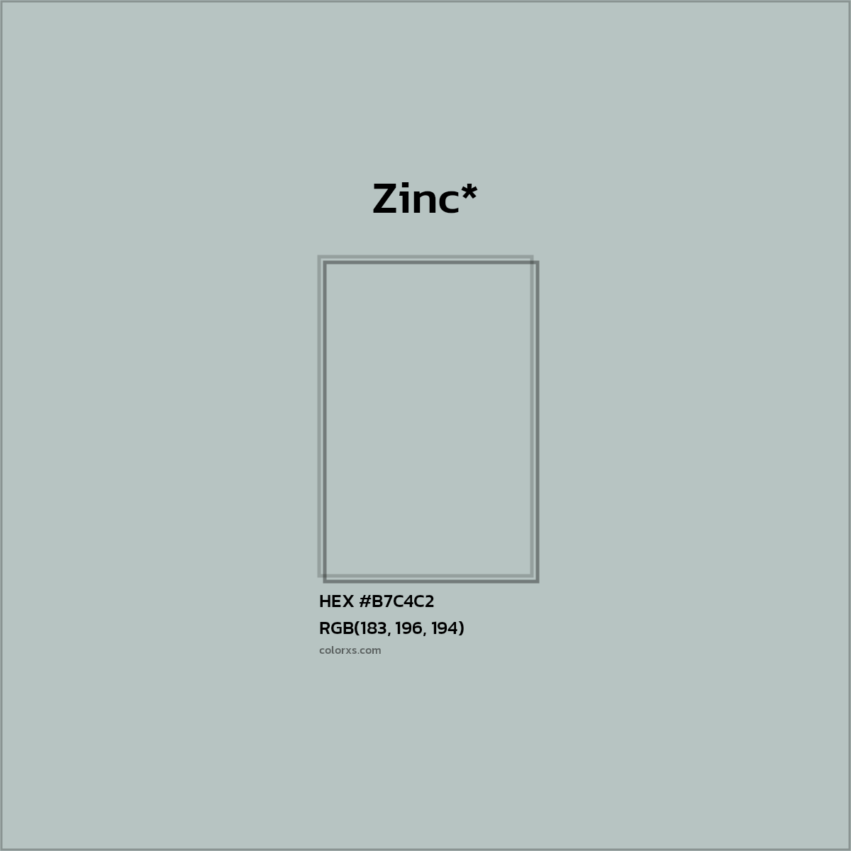 #B7C4C2 hex color. RGB, RYB, CMYK, HSL, HSV codes and color conversions. Matching color names, palettes, paints.