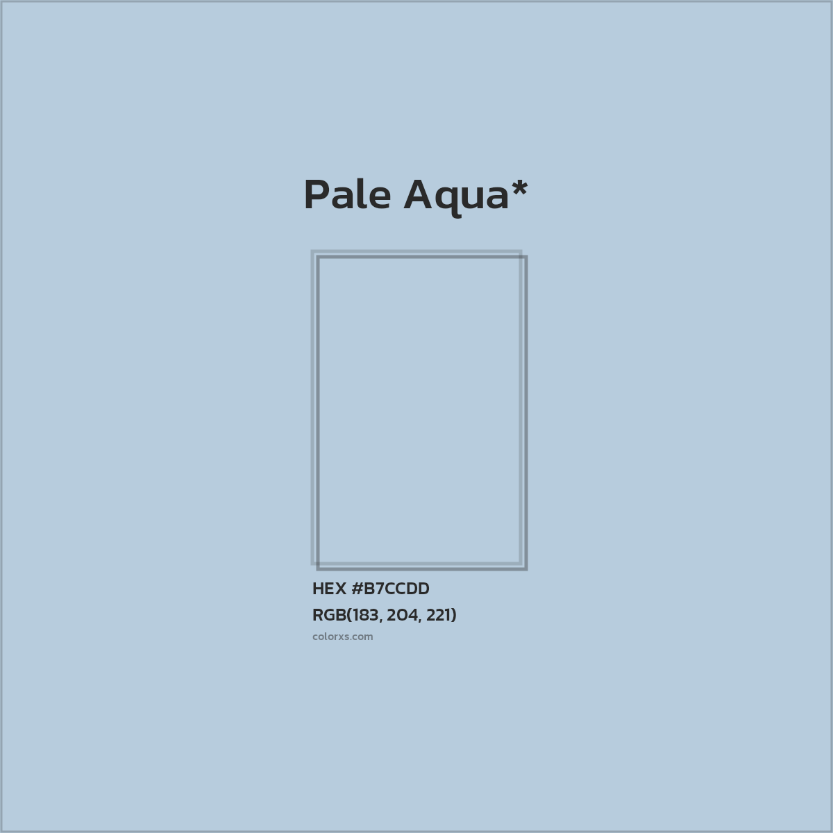 #B7CCDD hex color. RGB, RYB, CMYK, HSL, HSV codes and color conversions. Matching color names, palettes, paints.