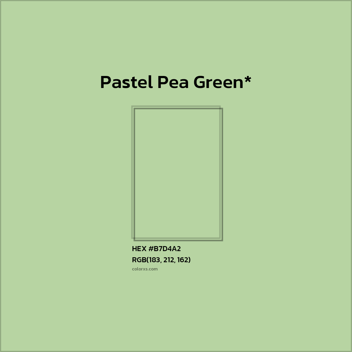 #B7D4A2 hex color. RGB, RYB, CMYK, HSL, HSV codes and color conversions. Matching color names, palettes, paints.