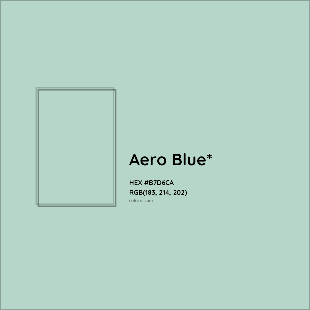 #B7D6CA hex color. RGB, RYB, CMYK, HSL, HSV codes and color conversions. Matching color names, palettes, paints.