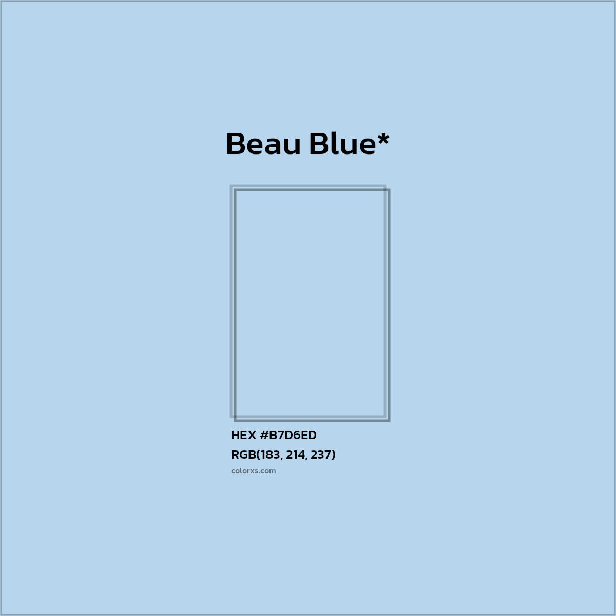 #B7D6ED hex color. RGB, RYB, CMYK, HSL, HSV codes and color conversions. Matching color names, palettes, paints.