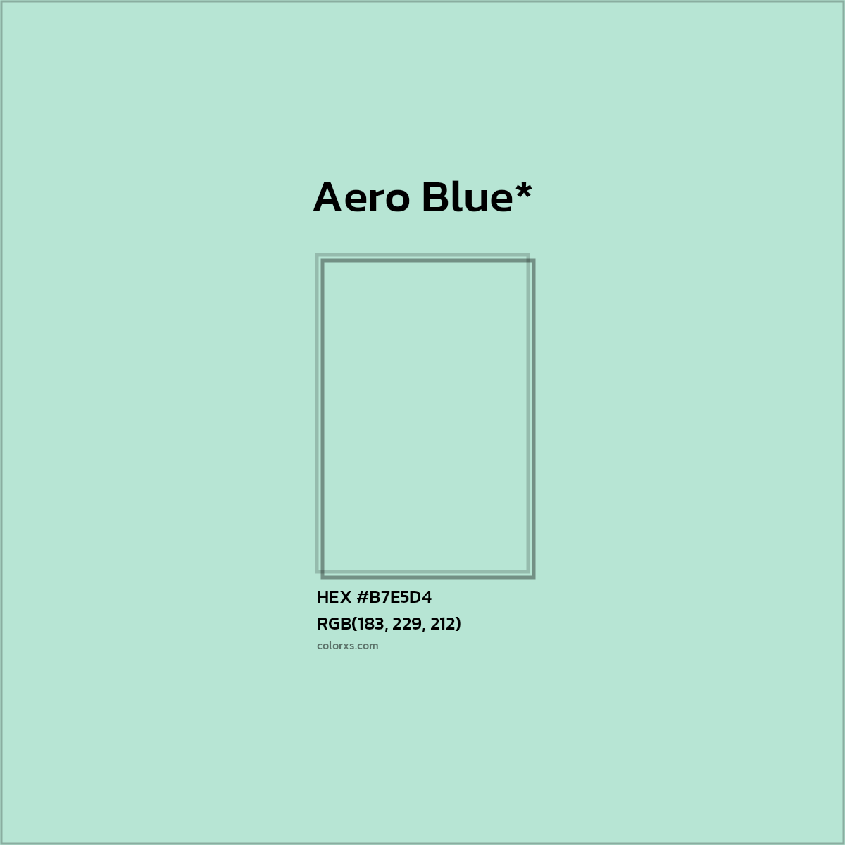 #B7E5D4 hex color. RGB, RYB, CMYK, HSL, HSV codes and color conversions. Matching color names, palettes, paints.