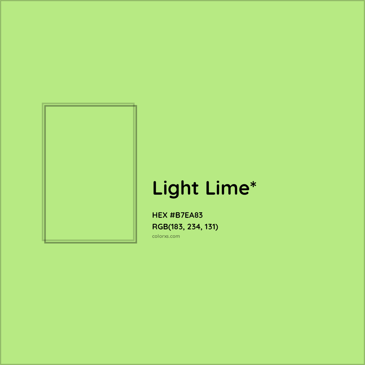 #B7EA83 hex color. RGB, RYB, CMYK, HSL, HSV codes and color conversions. Matching color names, palettes, paints.