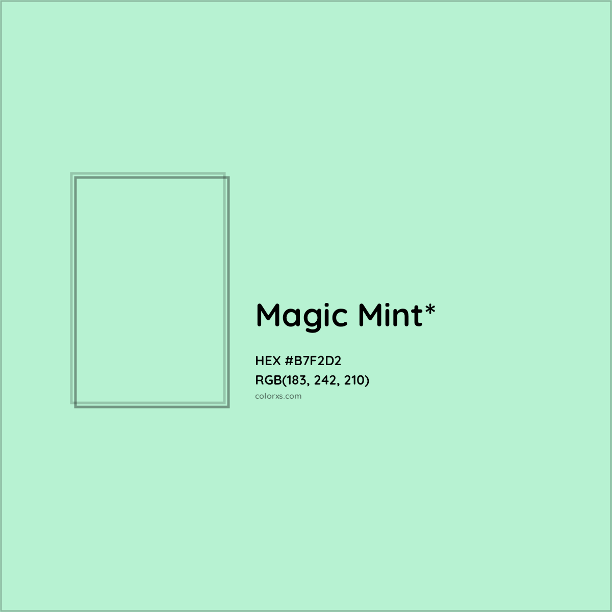 #B7F2D2 hex color. RGB, RYB, CMYK, HSL, HSV codes and color conversions. Matching color names, palettes, paints.