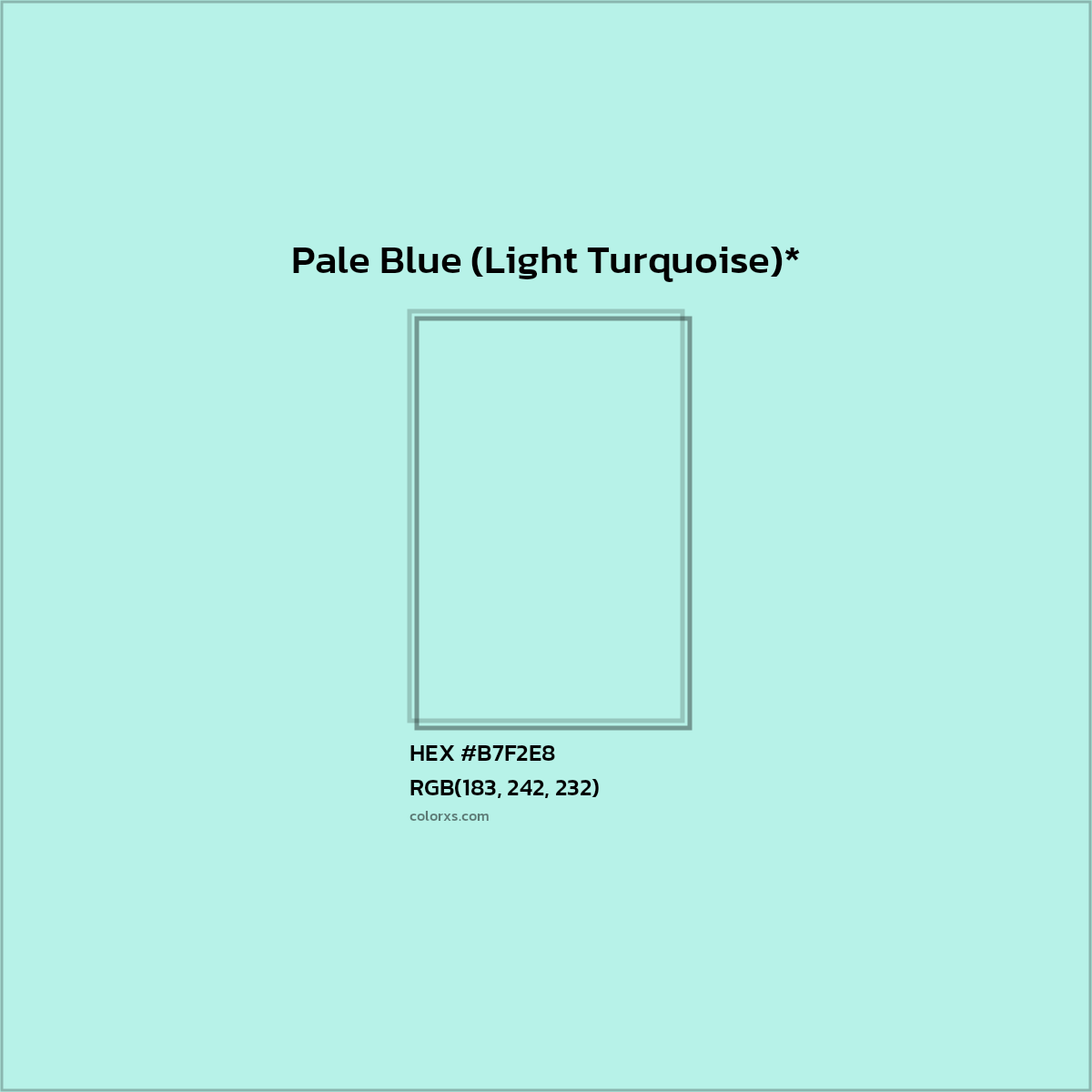 #B7F2E8 hex color. RGB, RYB, CMYK, HSL, HSV codes and color conversions. Matching color names, palettes, paints.