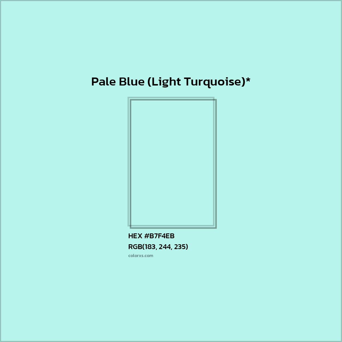 #B7F4EB hex color. RGB, RYB, CMYK, HSL, HSV codes and color conversions. Matching color names, palettes, paints.