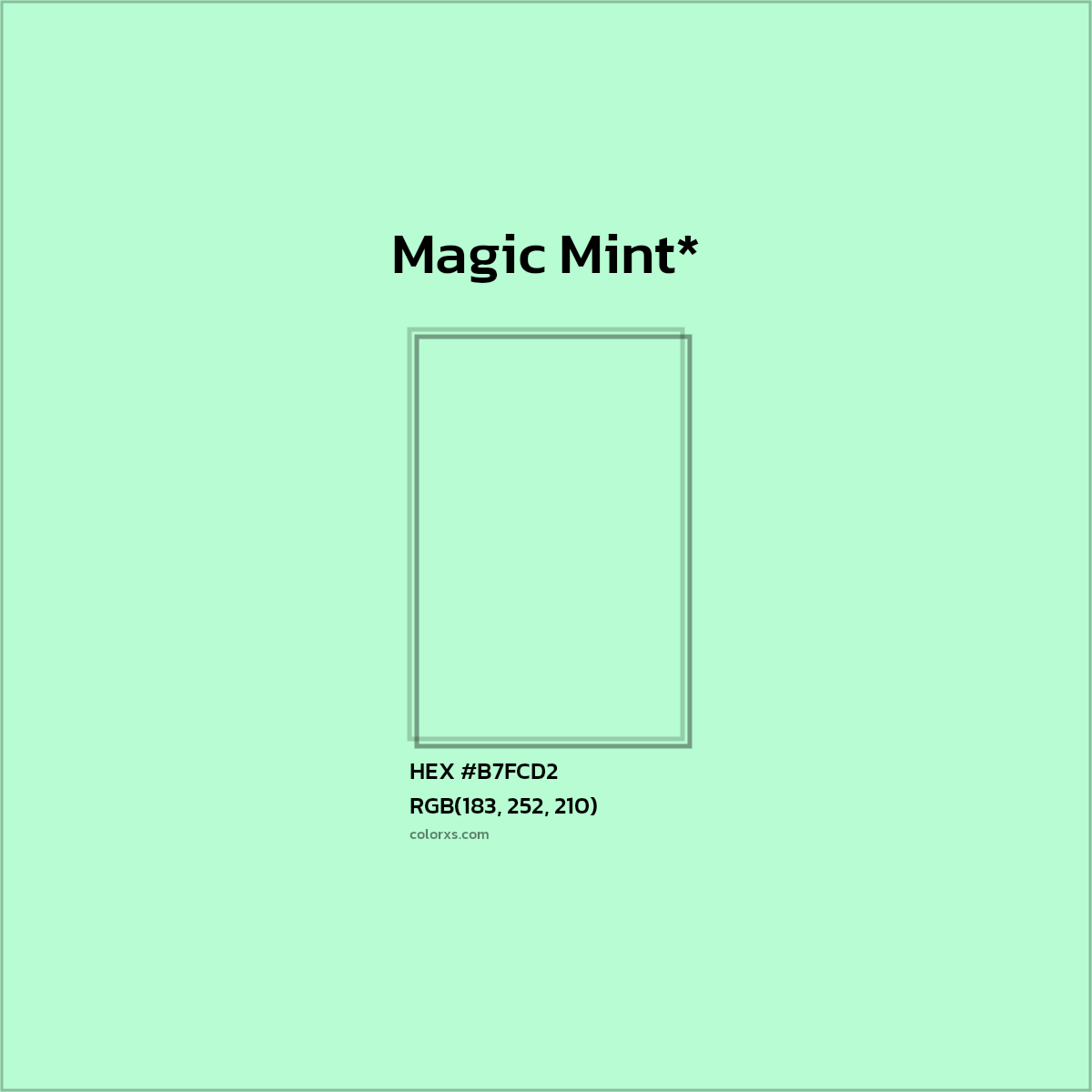 #B7FCD2 hex color. RGB, RYB, CMYK, HSL, HSV codes and color conversions. Matching color names, palettes, paints.