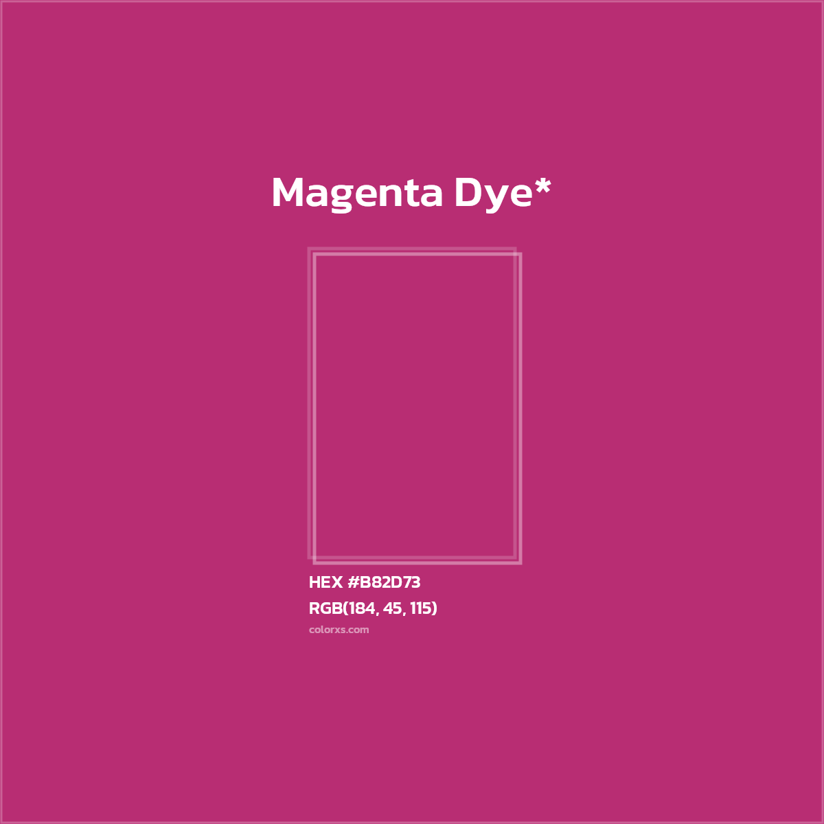 #B82D73 hex color. RGB, RYB, CMYK, HSL, HSV codes and color conversions. Matching color names, palettes, paints.