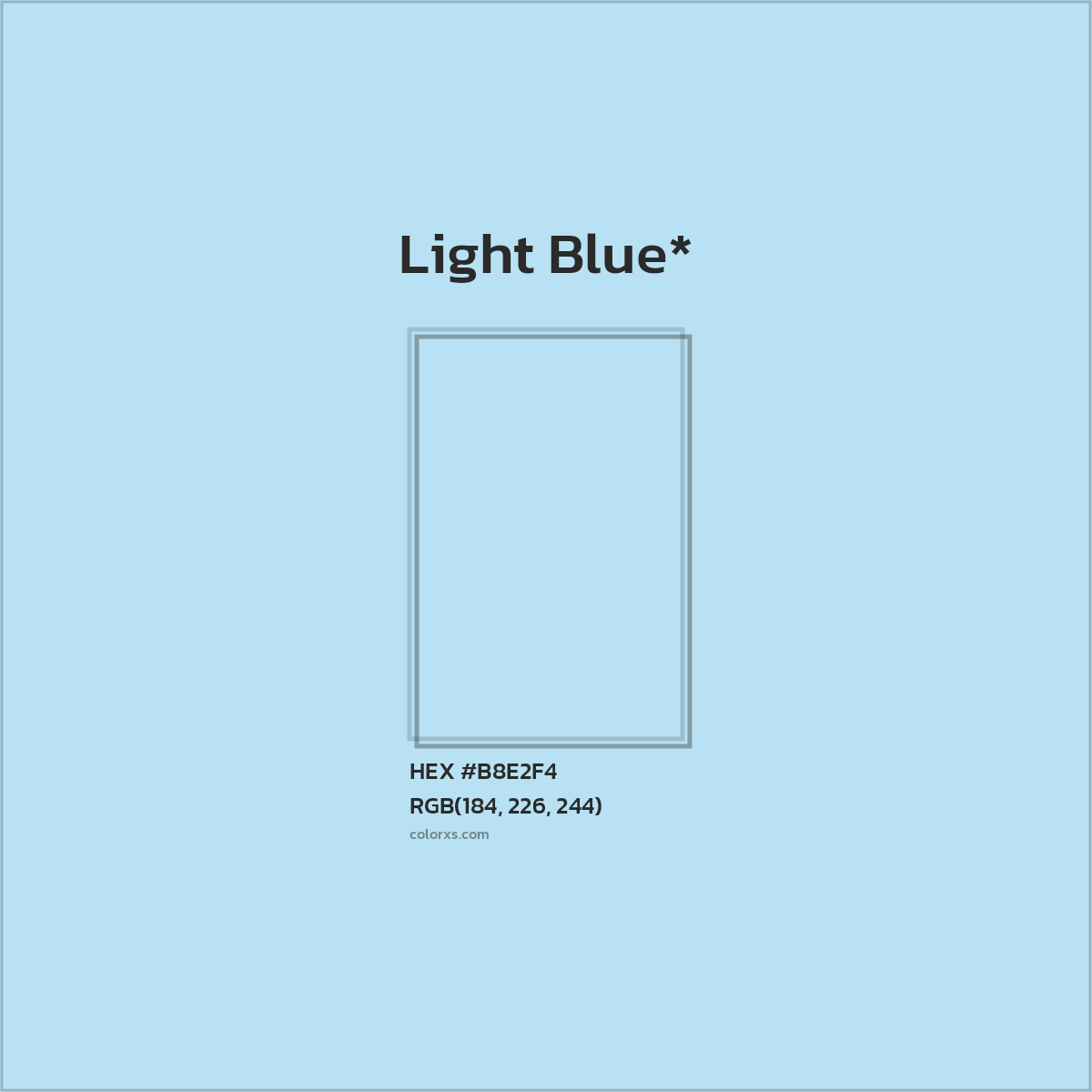 #B8E2F4 hex color. RGB, RYB, CMYK, HSL, HSV codes and color conversions. Matching color names, palettes, paints.