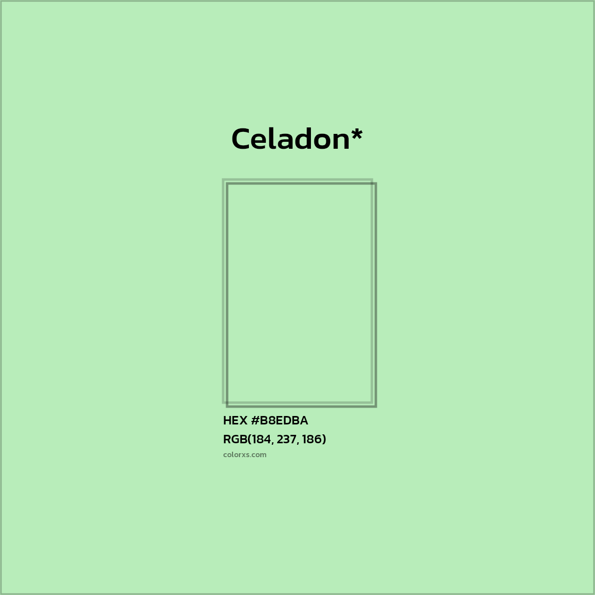 #B8EDBA hex color. RGB, RYB, CMYK, HSL, HSV codes and color conversions. Matching color names, palettes, paints.