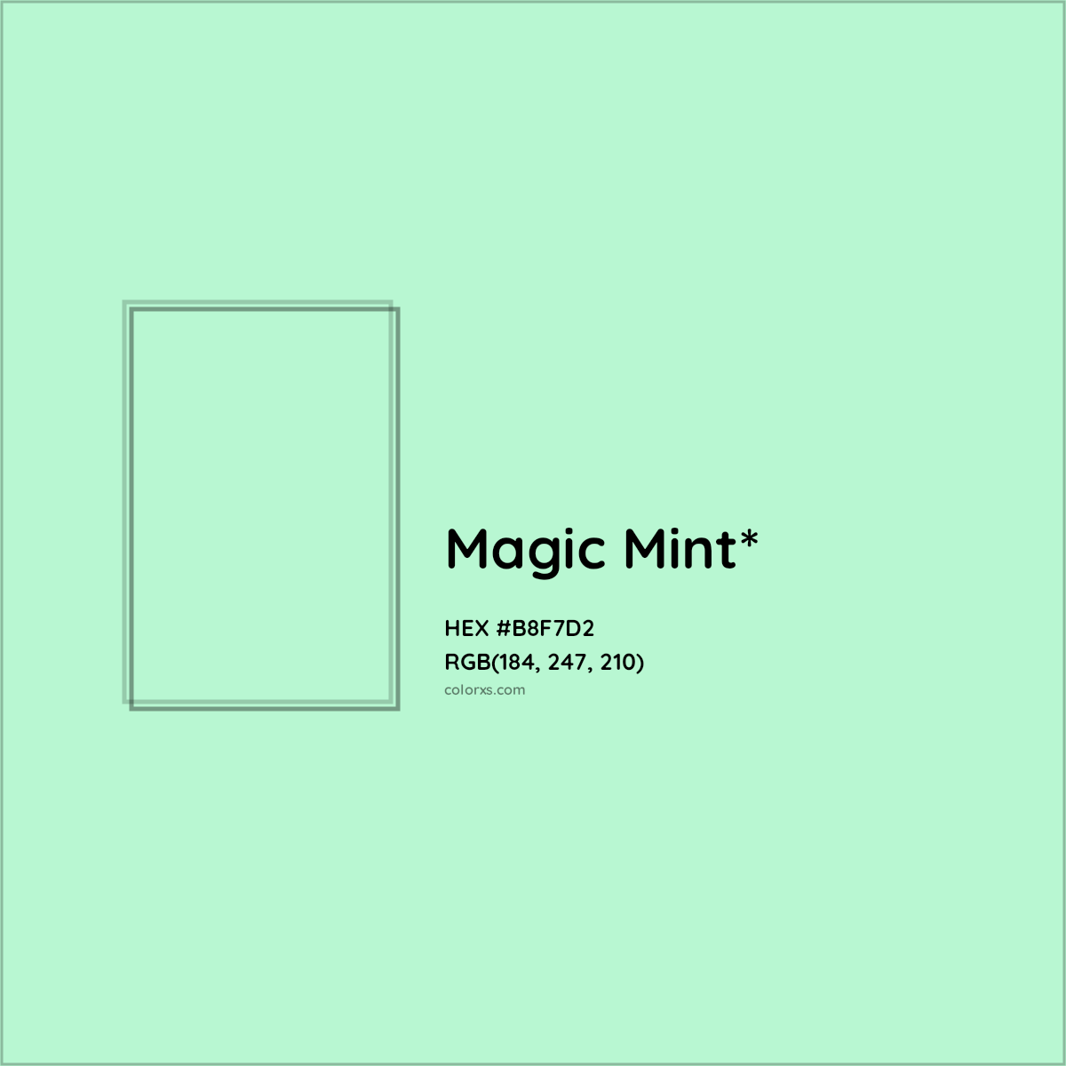 #B8F7D2 hex color. RGB, RYB, CMYK, HSL, HSV codes and color conversions. Matching color names, palettes, paints.