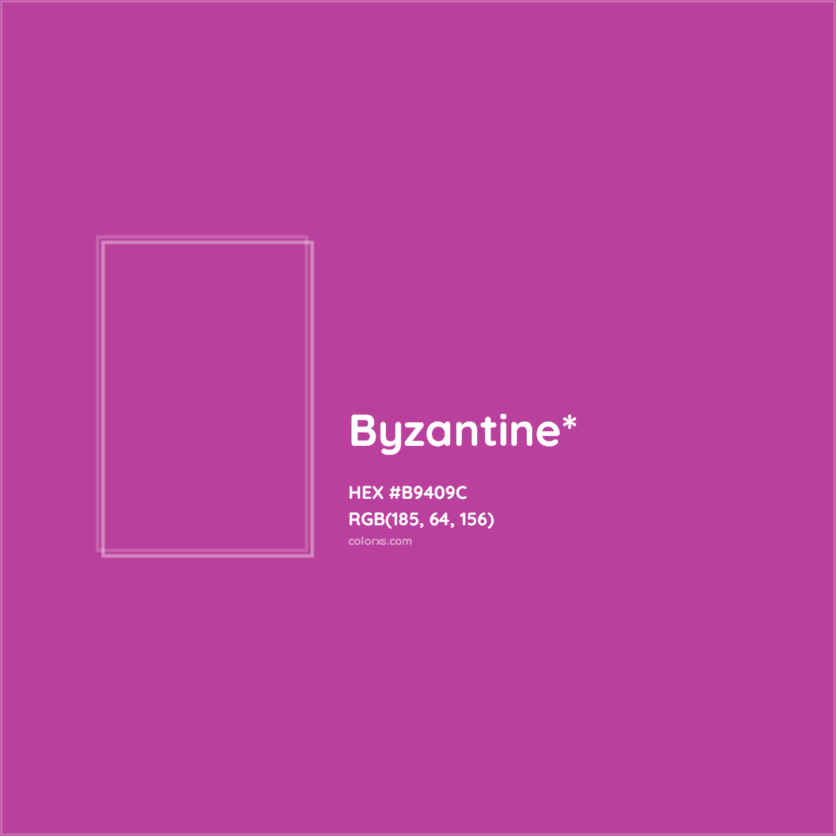 #B9409C hex color. RGB, RYB, CMYK, HSL, HSV codes and color conversions. Matching color names, palettes, paints.