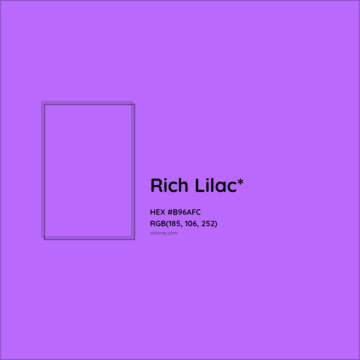 #B96AFC hex color. RGB, RYB, CMYK, HSL, HSV codes and color conversions. Matching color names, palettes, paints.