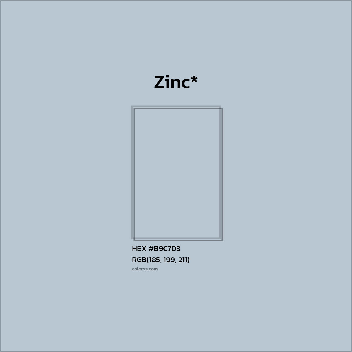 #B9C7D3 hex color. RGB, RYB, CMYK, HSL, HSV codes and color conversions. Matching color names, palettes, paints.