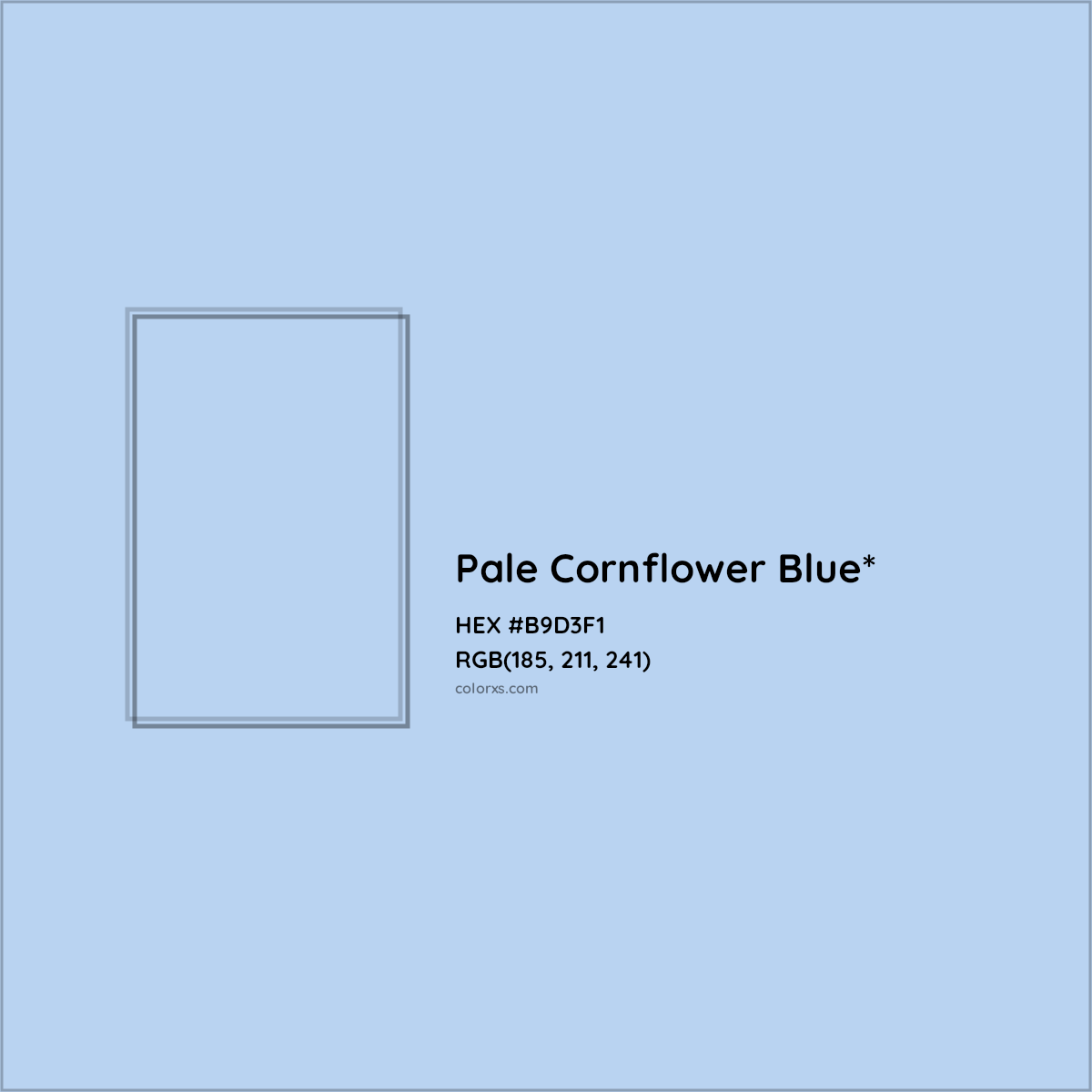 #B9D3F1 hex color. RGB, RYB, CMYK, HSL, HSV codes and color conversions. Matching color names, palettes, paints.