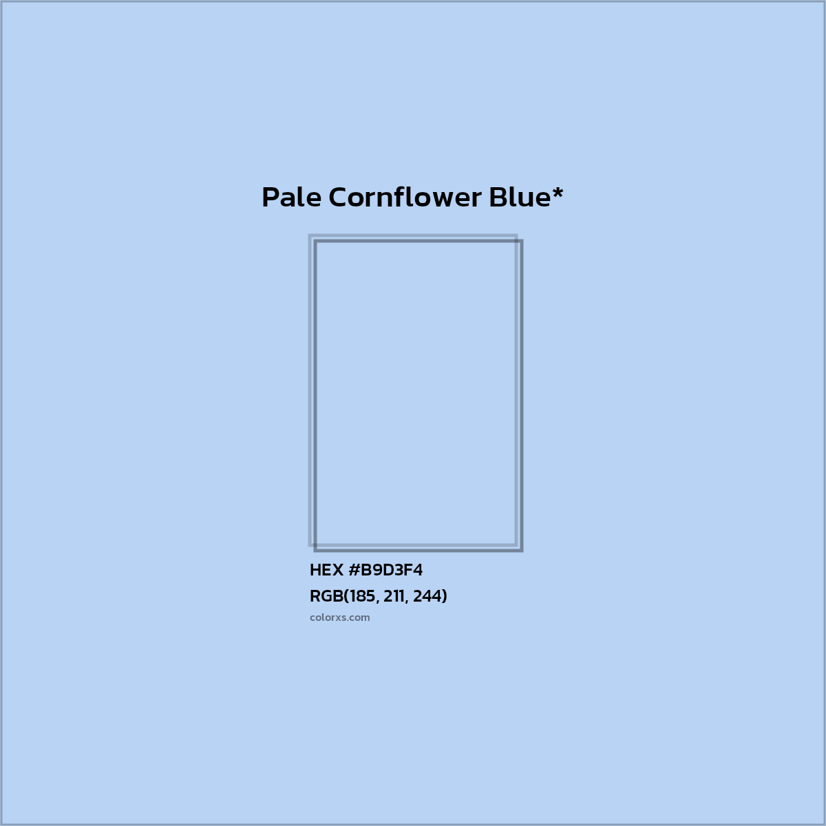 #B9D3F4 hex color. RGB, RYB, CMYK, HSL, HSV codes and color conversions. Matching color names, palettes, paints.