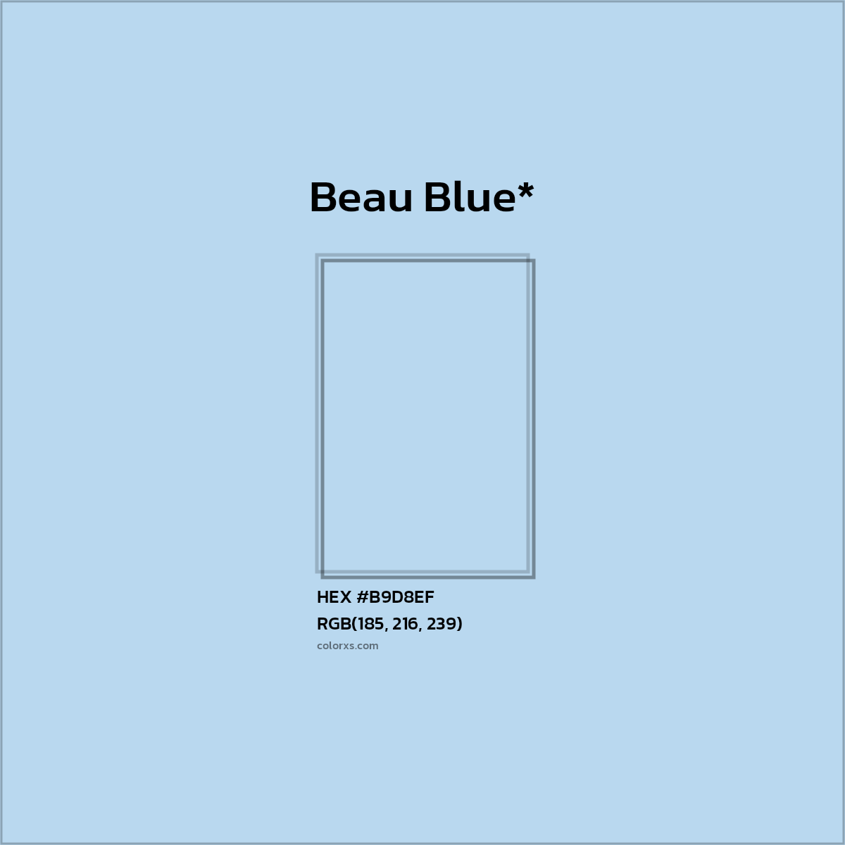 #B9D8EF hex color. RGB, RYB, CMYK, HSL, HSV codes and color conversions. Matching color names, palettes, paints.