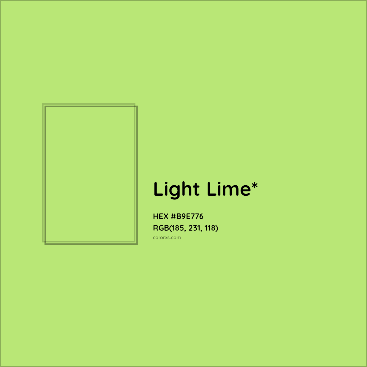 #B9E776 hex color. RGB, RYB, CMYK, HSL, HSV codes and color conversions. Matching color names, palettes, paints.