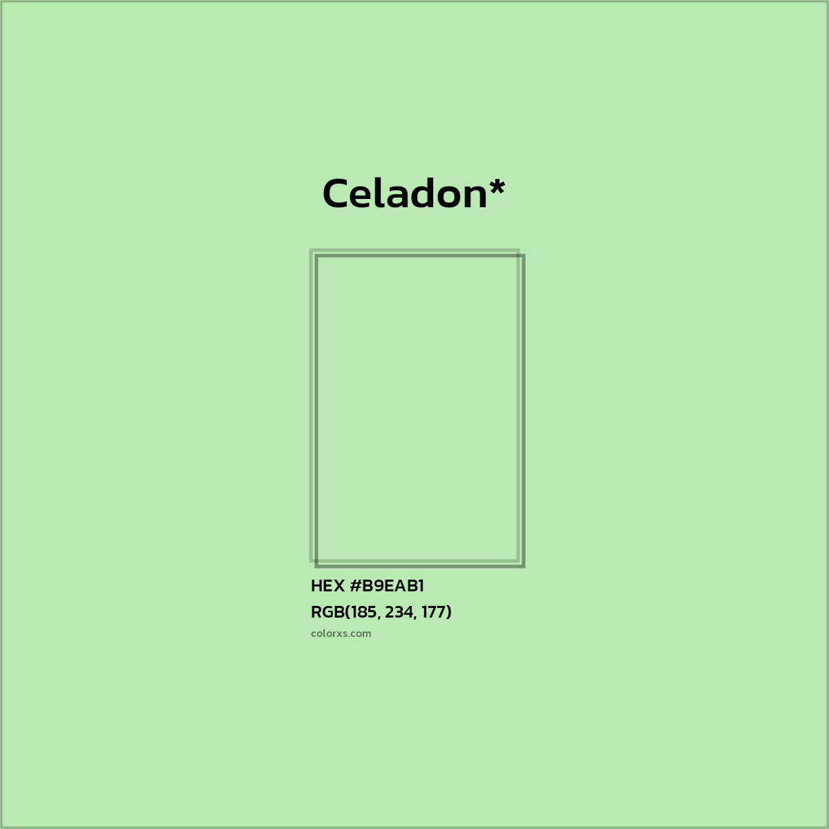 #B9EAB1 hex color. RGB, RYB, CMYK, HSL, HSV codes and color conversions. Matching color names, palettes, paints.
