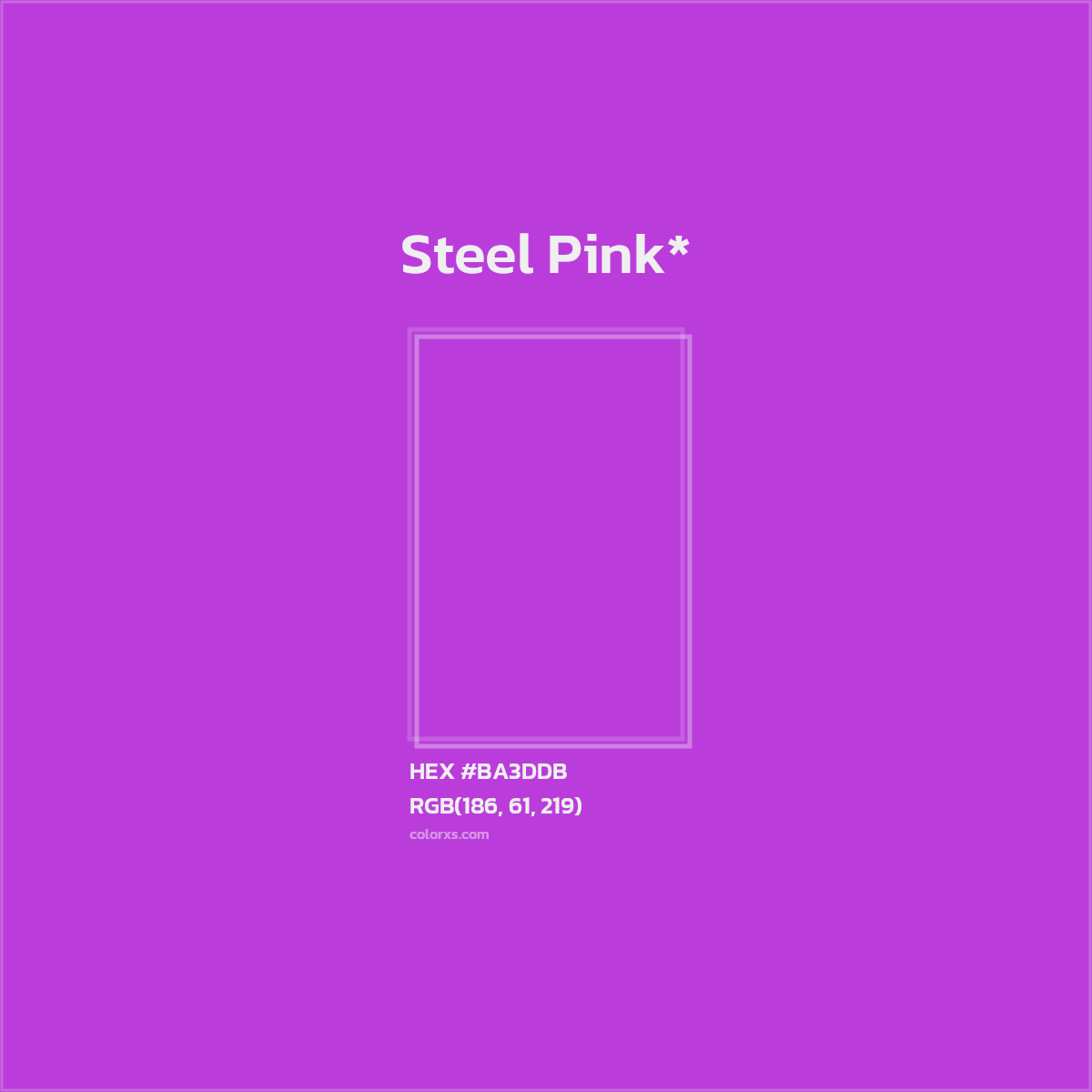 #BA3DDB hex color. RGB, RYB, CMYK, HSL, HSV codes and color conversions. Matching color names, palettes, paints.