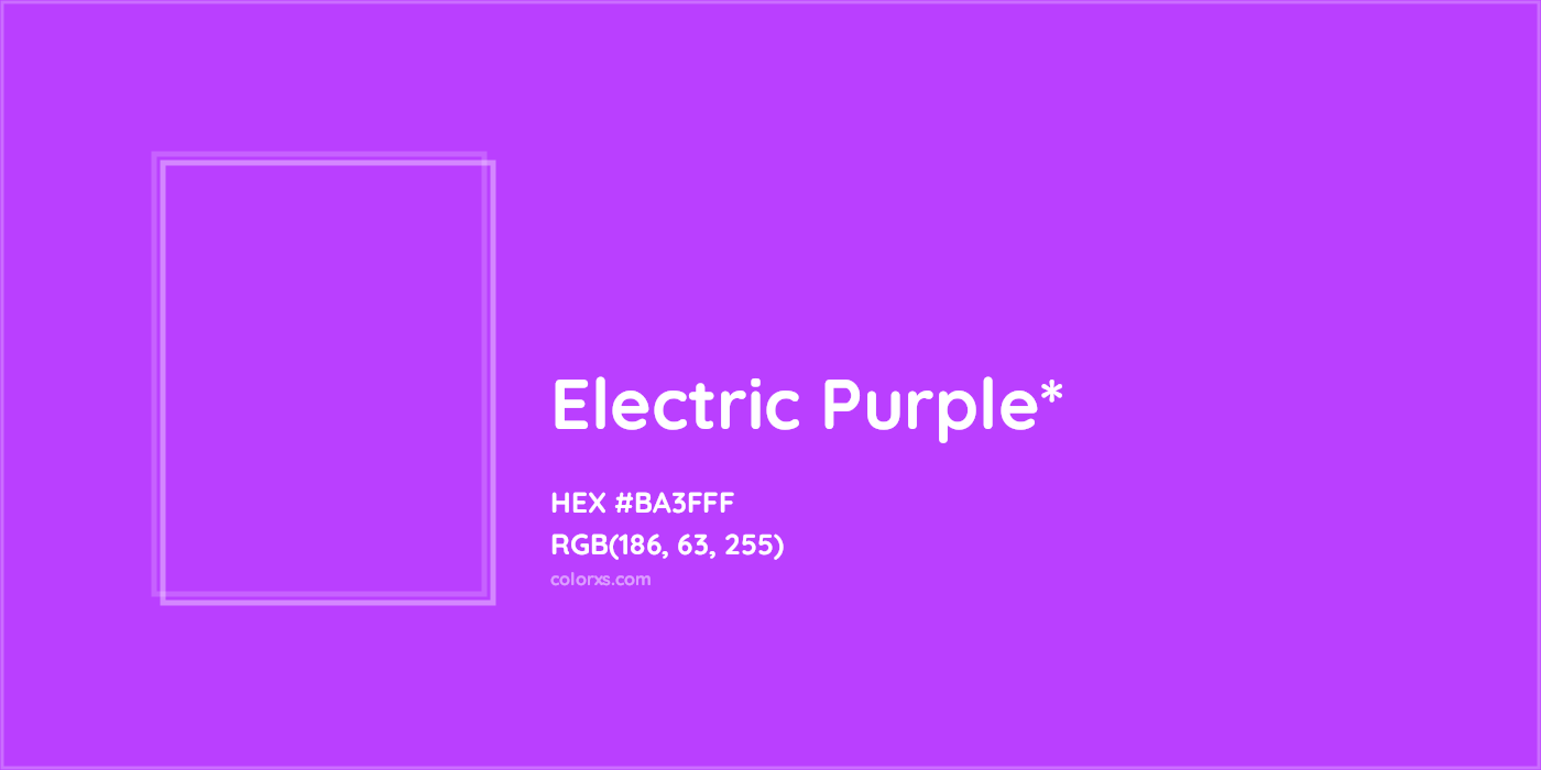 #BA3FFF hex color. RGB, RYB, CMYK, HSL, HSV codes and color conversions. Matching color names, palettes, paints.