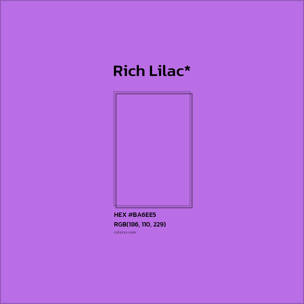 #BA6EE5 hex color. RGB, RYB, CMYK, HSL, HSV codes and color conversions. Matching color names, palettes, paints.